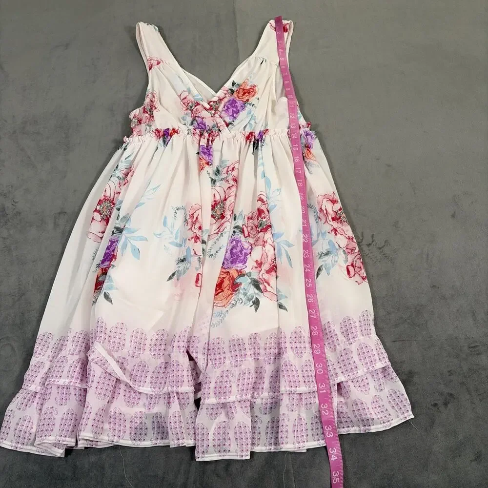 Free People Mini Dress Free Swinging Floral Sheer Boho Light Pink Small Charity - Picture 8 of 9